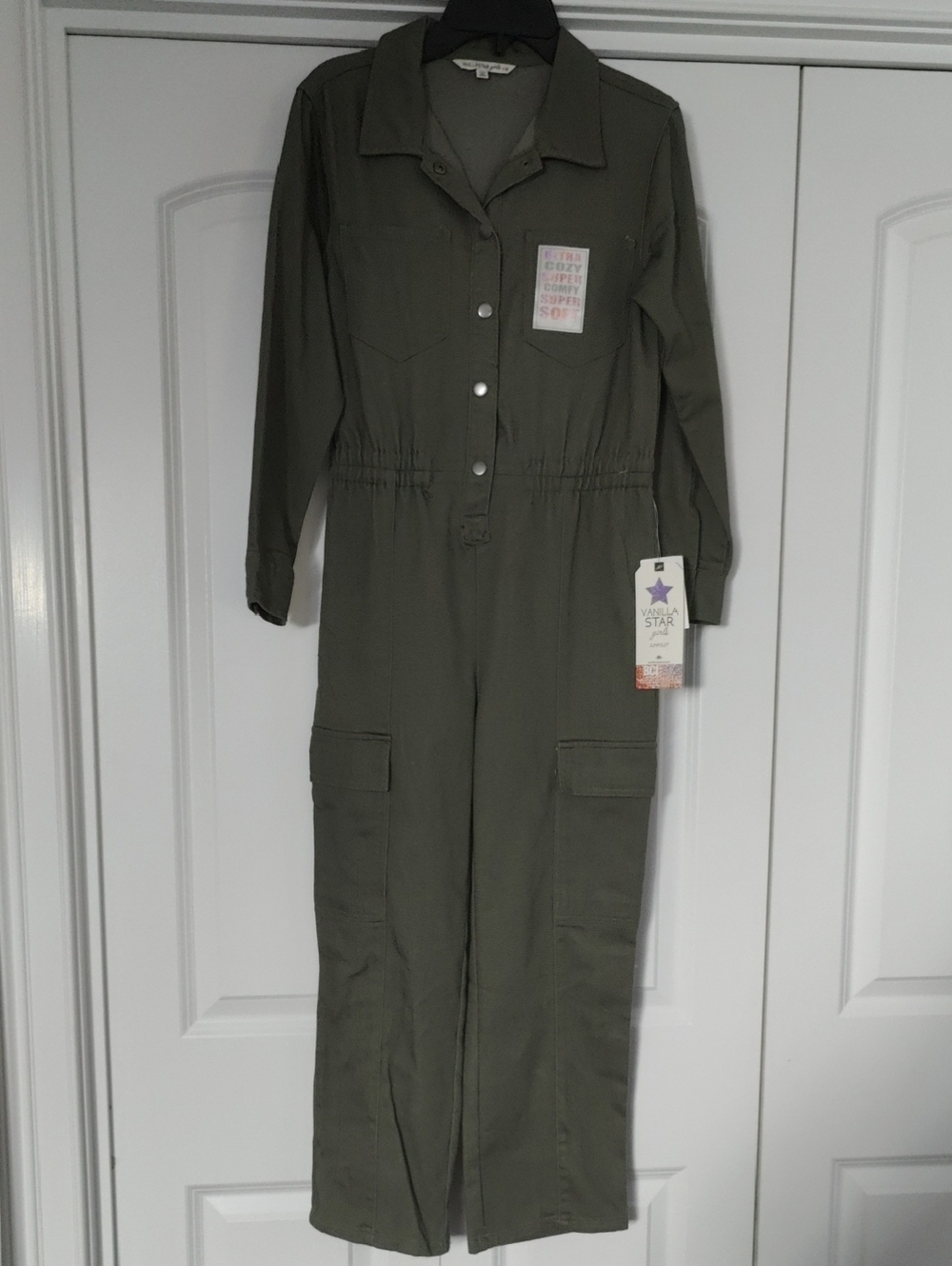 Vanilla Star Olive Green Girls Utility Jumpsuit